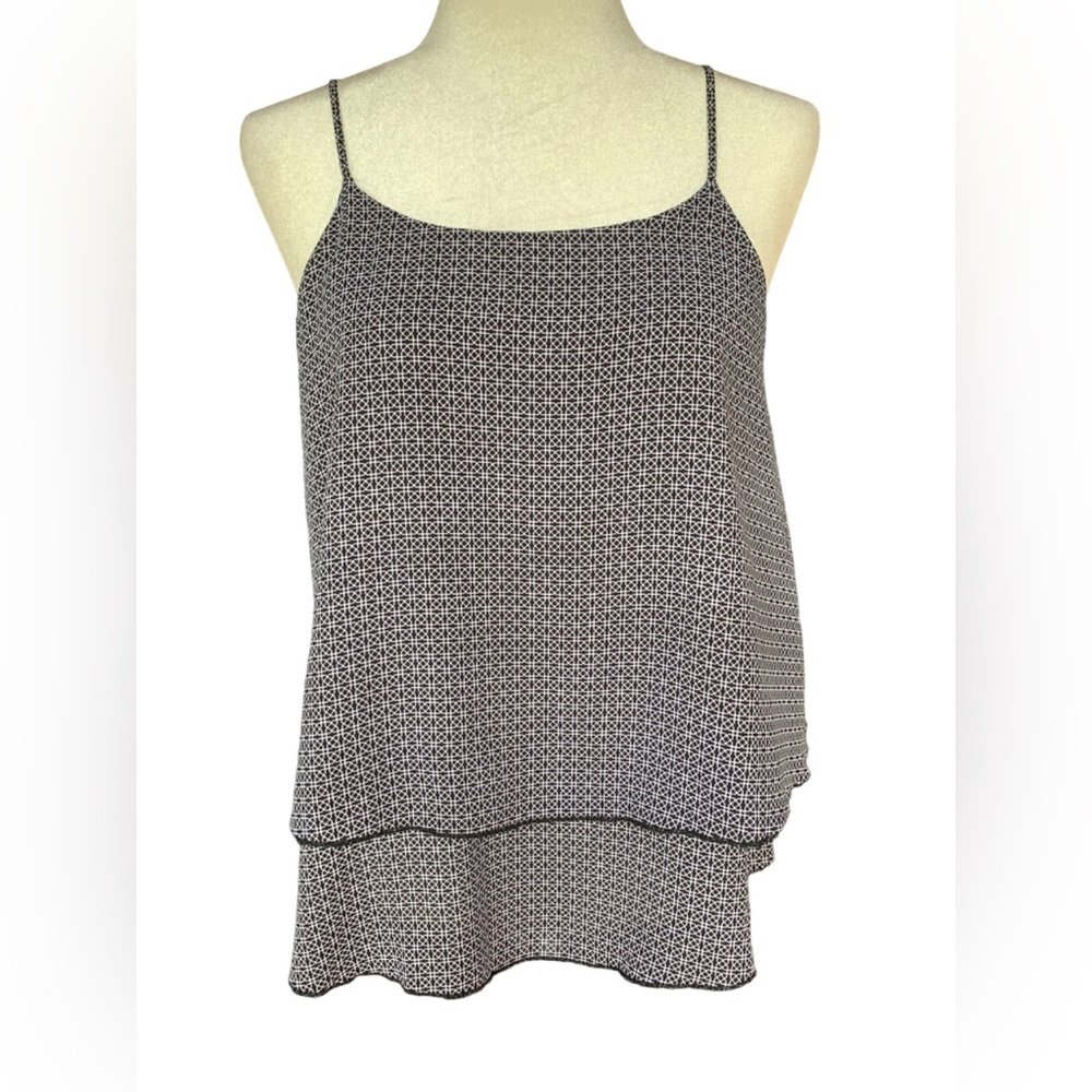 Banana Republic Layered Blouse Adjustable Shoulder Straps Black White Size XS